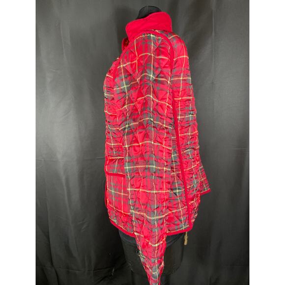 Plaid/Red Reversable Quilted Puffer Jacket, Snaps Closed - Picture 5 of 10